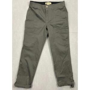 Democracy Pants Women 10 Gray Cargo Ab Technology Roll Tab Straight Leg Stretch